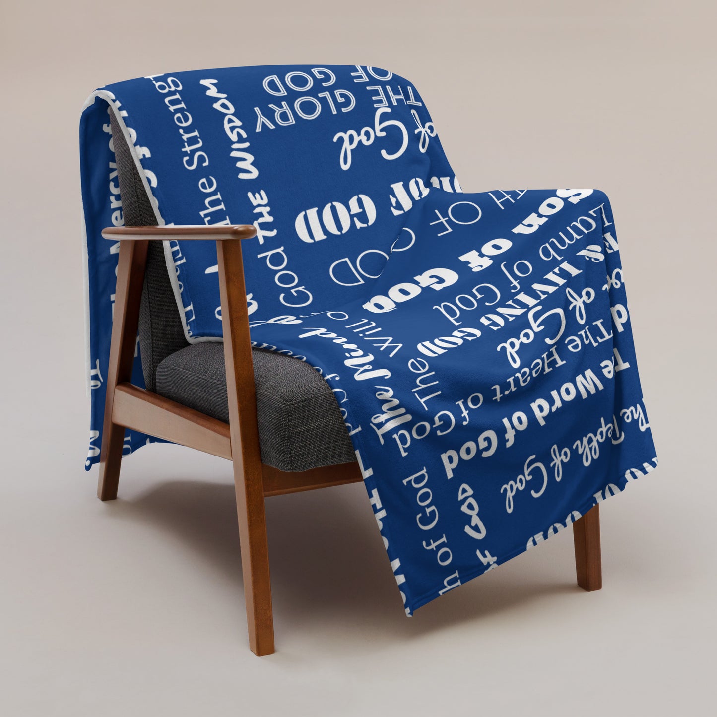 Attributes of God Velvety Soft Throw Blanket - Royal blue/white