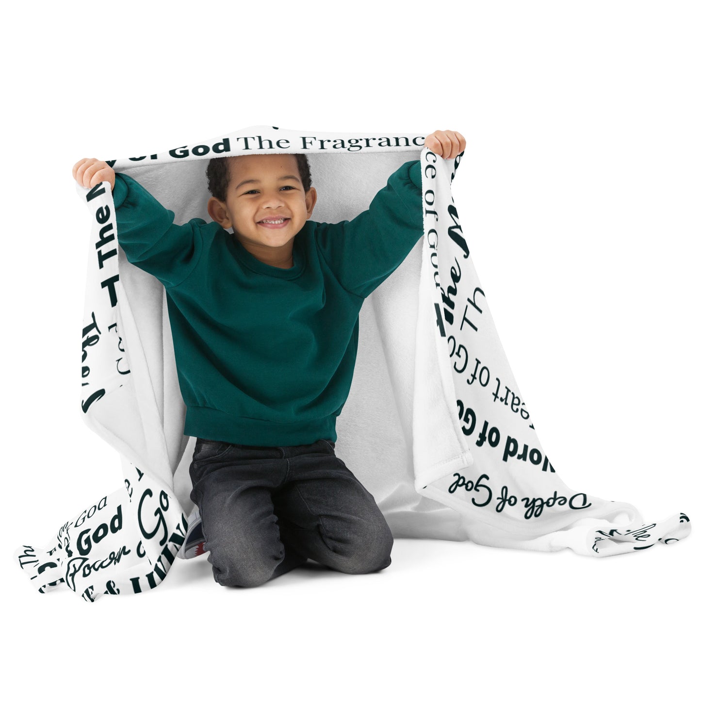 Attributes of God Velvety Soft Throw Blanket - White/Black