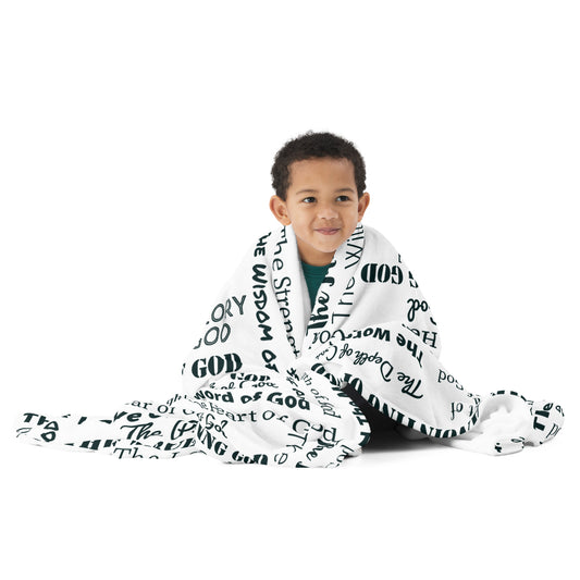 Attributes of God Velvety Soft Throw Blanket - White/Black