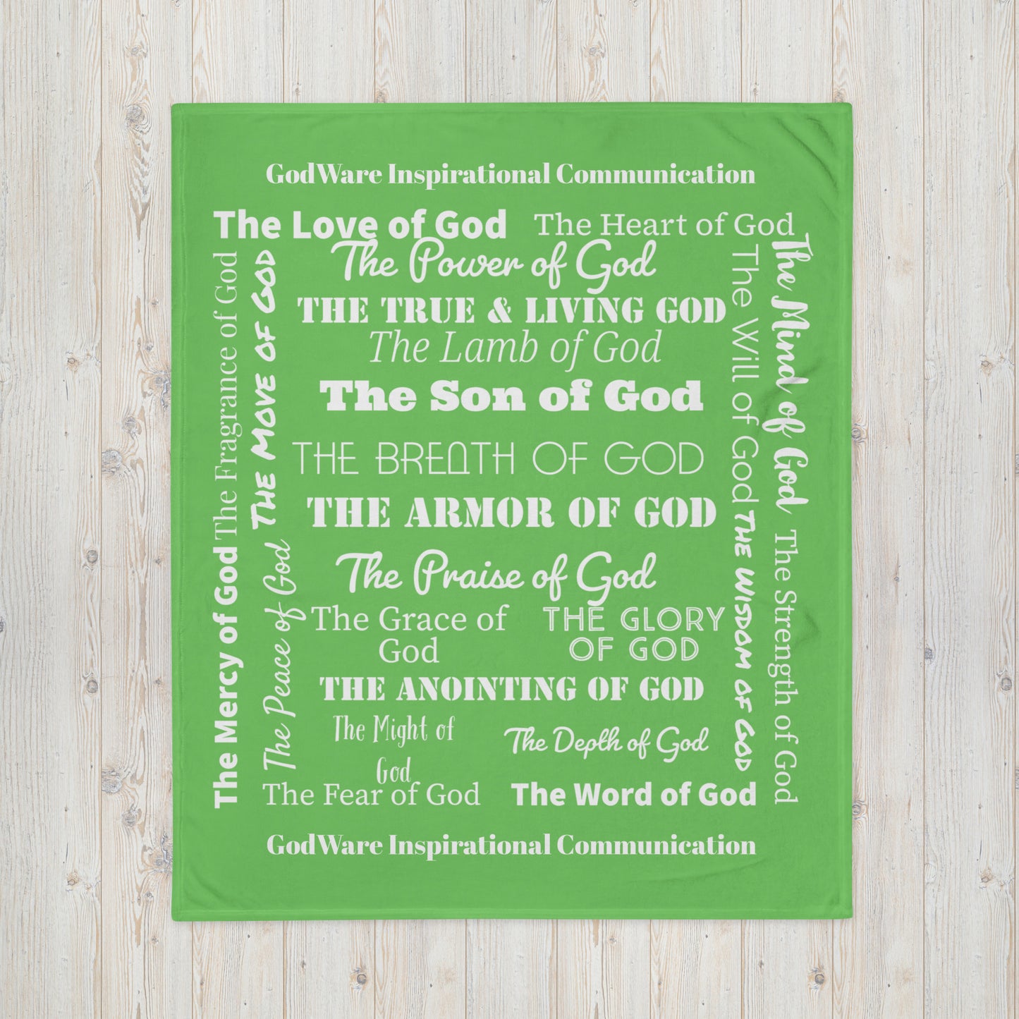 Attributes of God Inspirational Throw blanket - Green/White