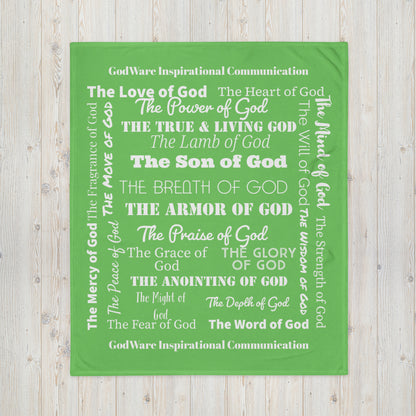 Attributes of God Inspirational Throw blanket - Green/White