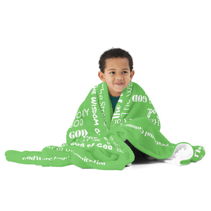 Attributes of God Inspirational Throw blanket - Green/White