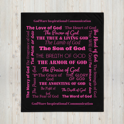 Attributes of God Inspirational Throw blanket - Pink/Black