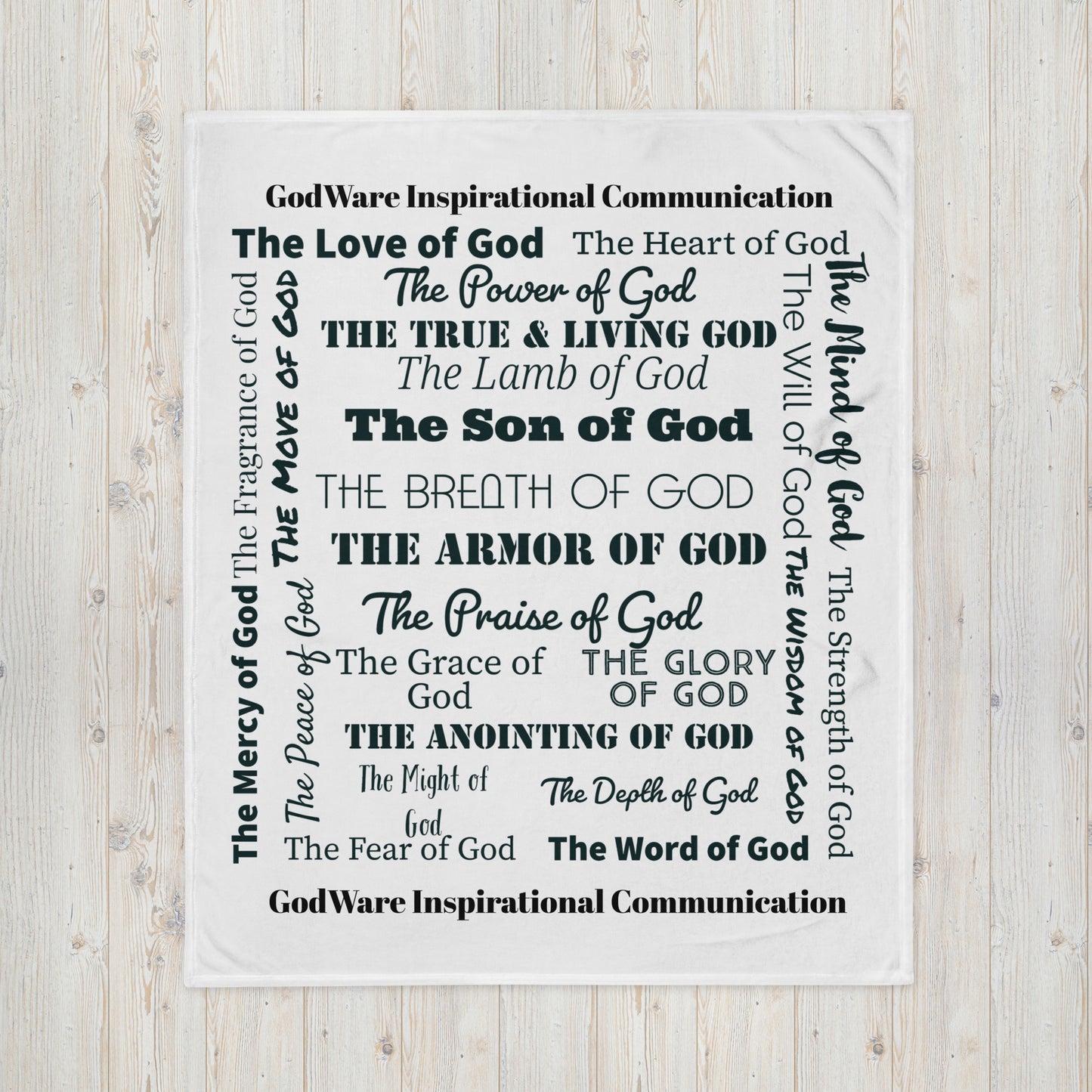 Attributes of God Inspirational Throw blanket - White/Black