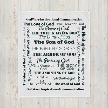 Attributes of God Inspirational Throw blanket - White/Black