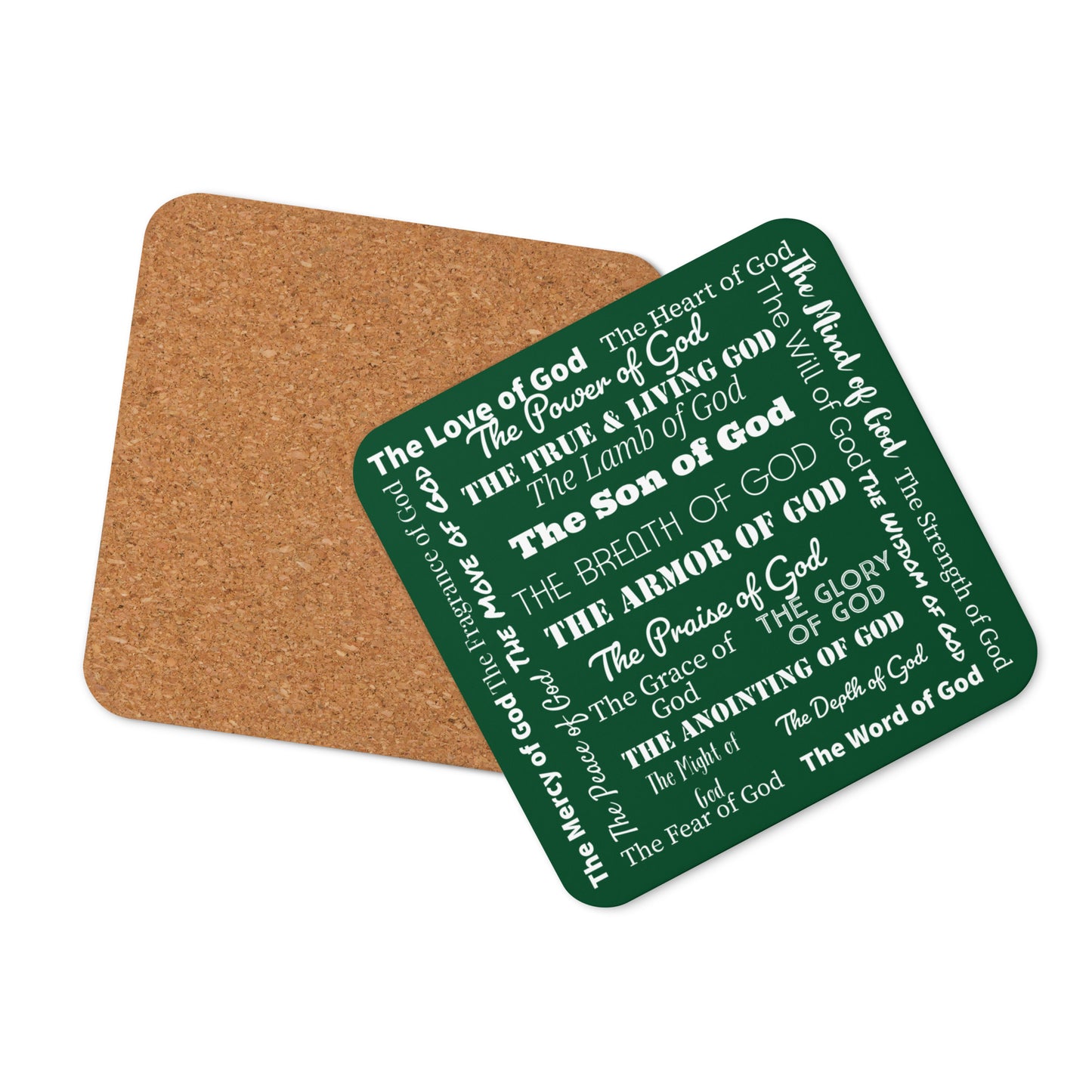 Attributes of God plastic & cork back coaster - Forest