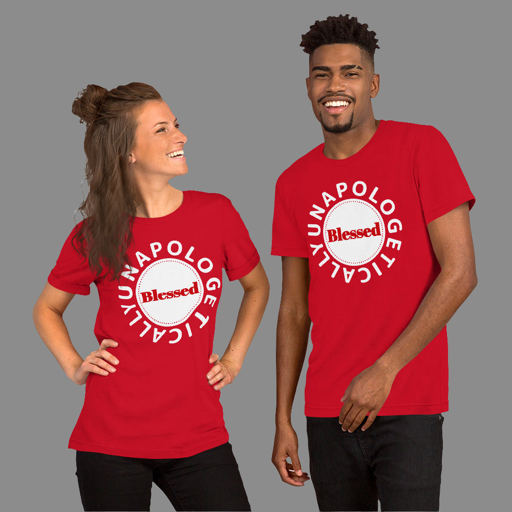 Unapologetically Blessed short Sleeve t-shirt (red print)