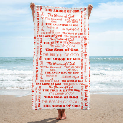 Attributes of God Plush Terry Towel - White/red