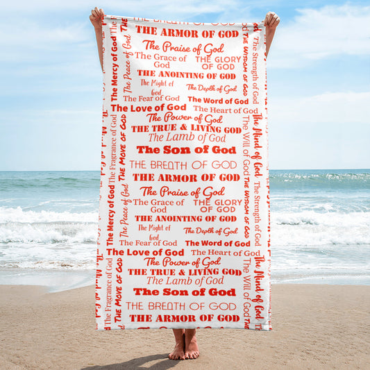 Attributes of God Plush Terry Towel - White/red