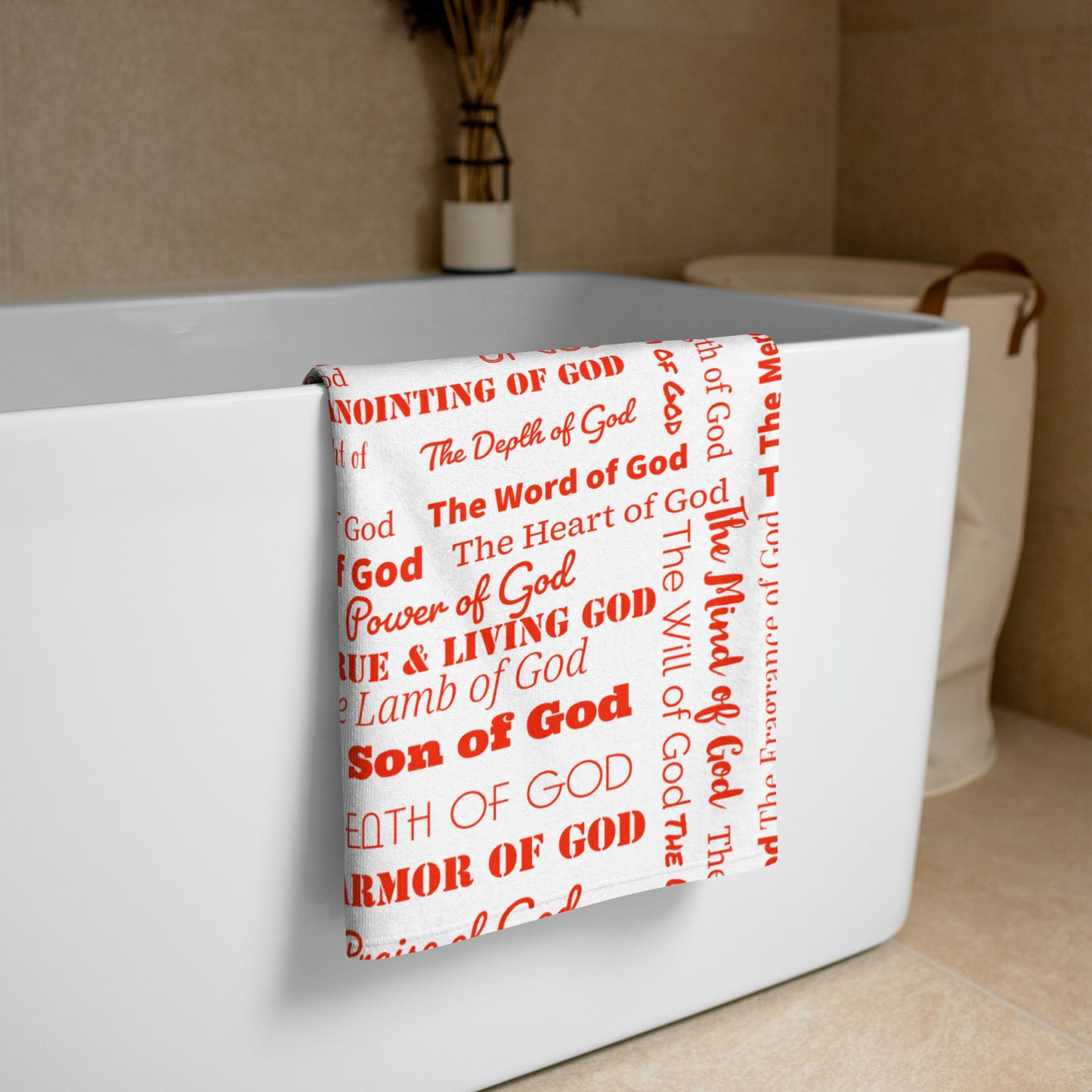 Attributes of God Plush Terry Towel - White/red