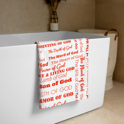 Attributes of God Plush Terry Towel - White/red