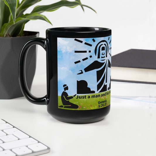 Just a Man Black Glossy Mug