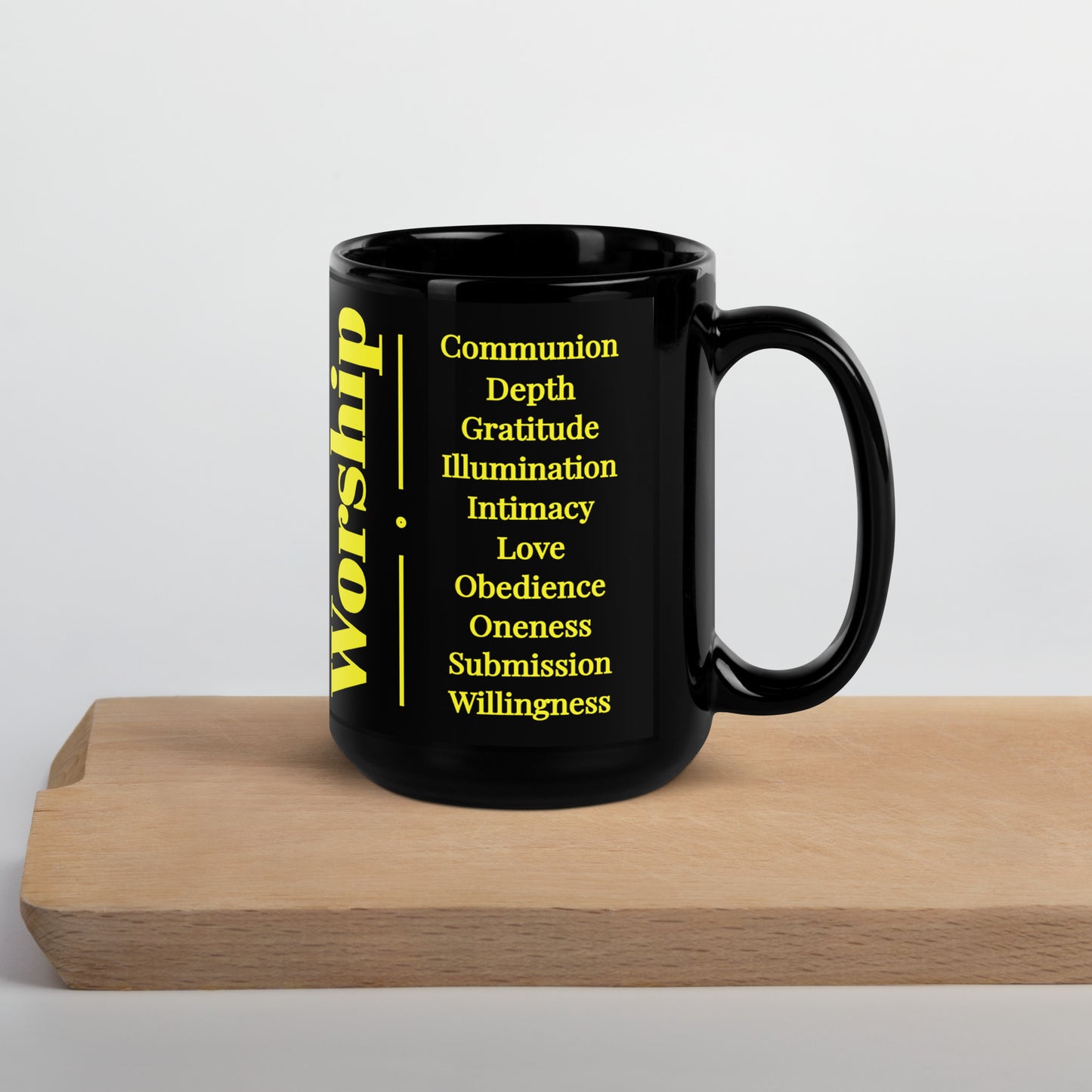 Worship - Black/Gold Glossy Mug