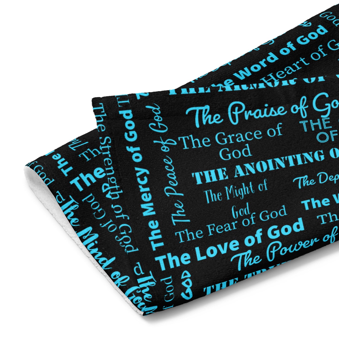 Attributes of God Hand towel - Turquoise/Black