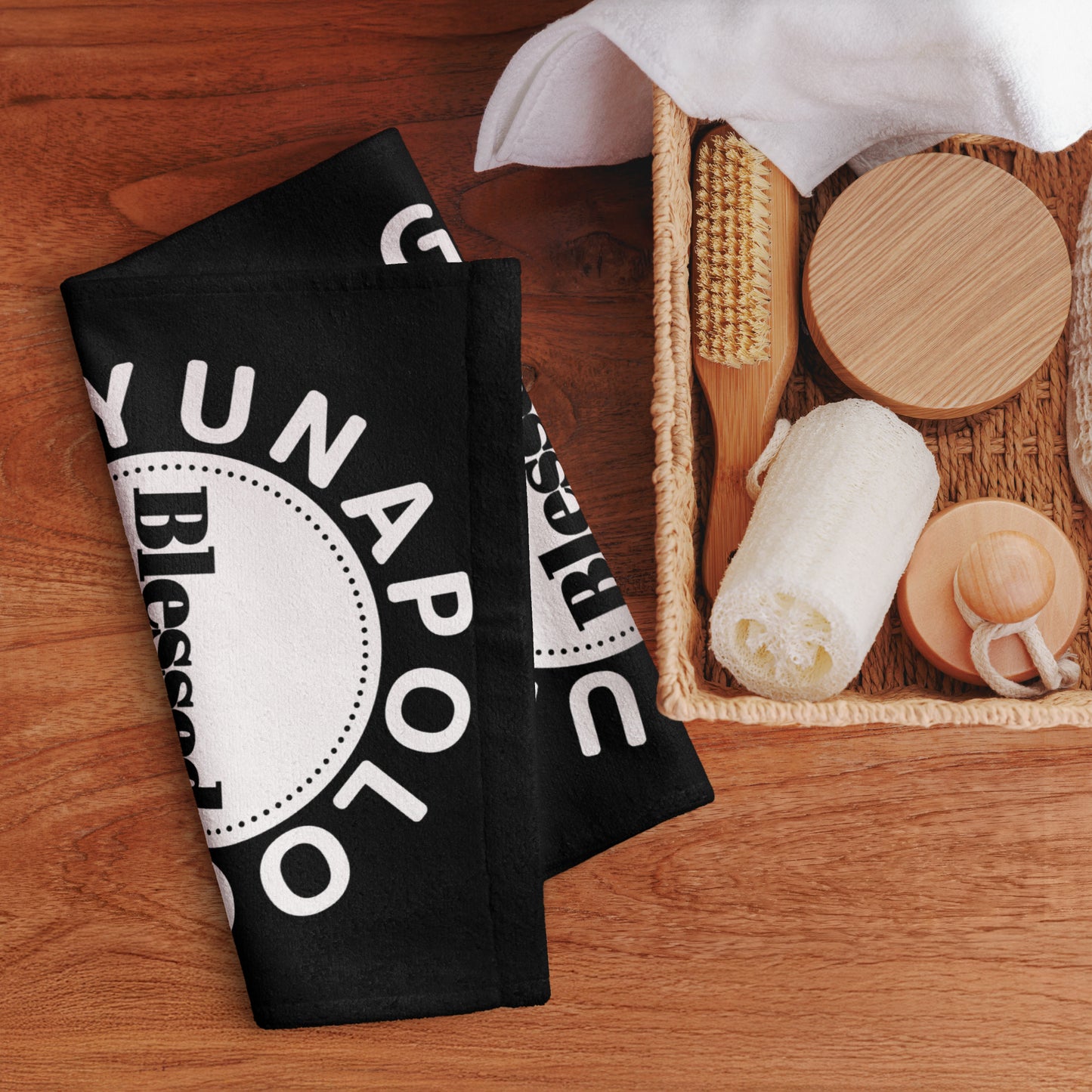 Unapologetically Blessed Terry Hand towel - Black