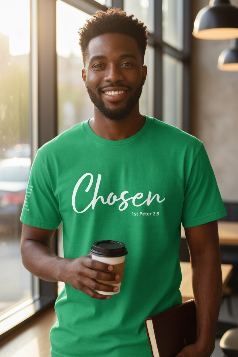 Chosen Irish Green T-Shirt – Male Lifestyle Mockup