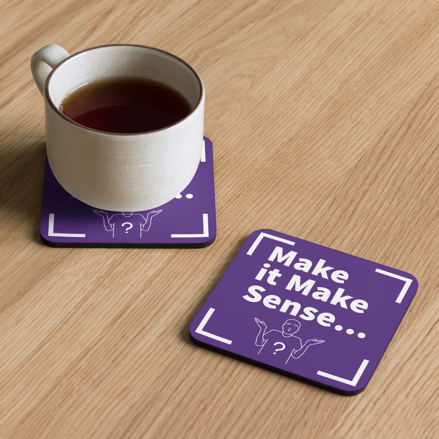 Make it Make Sense Cork-back coaster - Purple