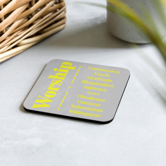 Worship cork back coaster - Grey/Gold