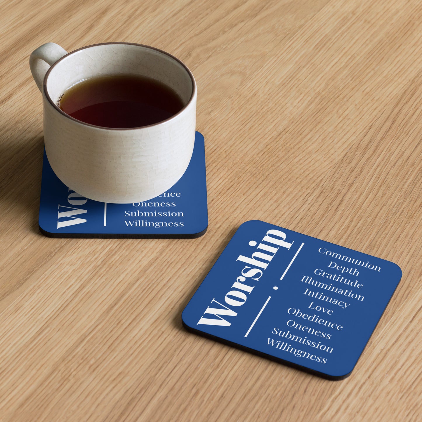 Worship cork back coaster - Blue