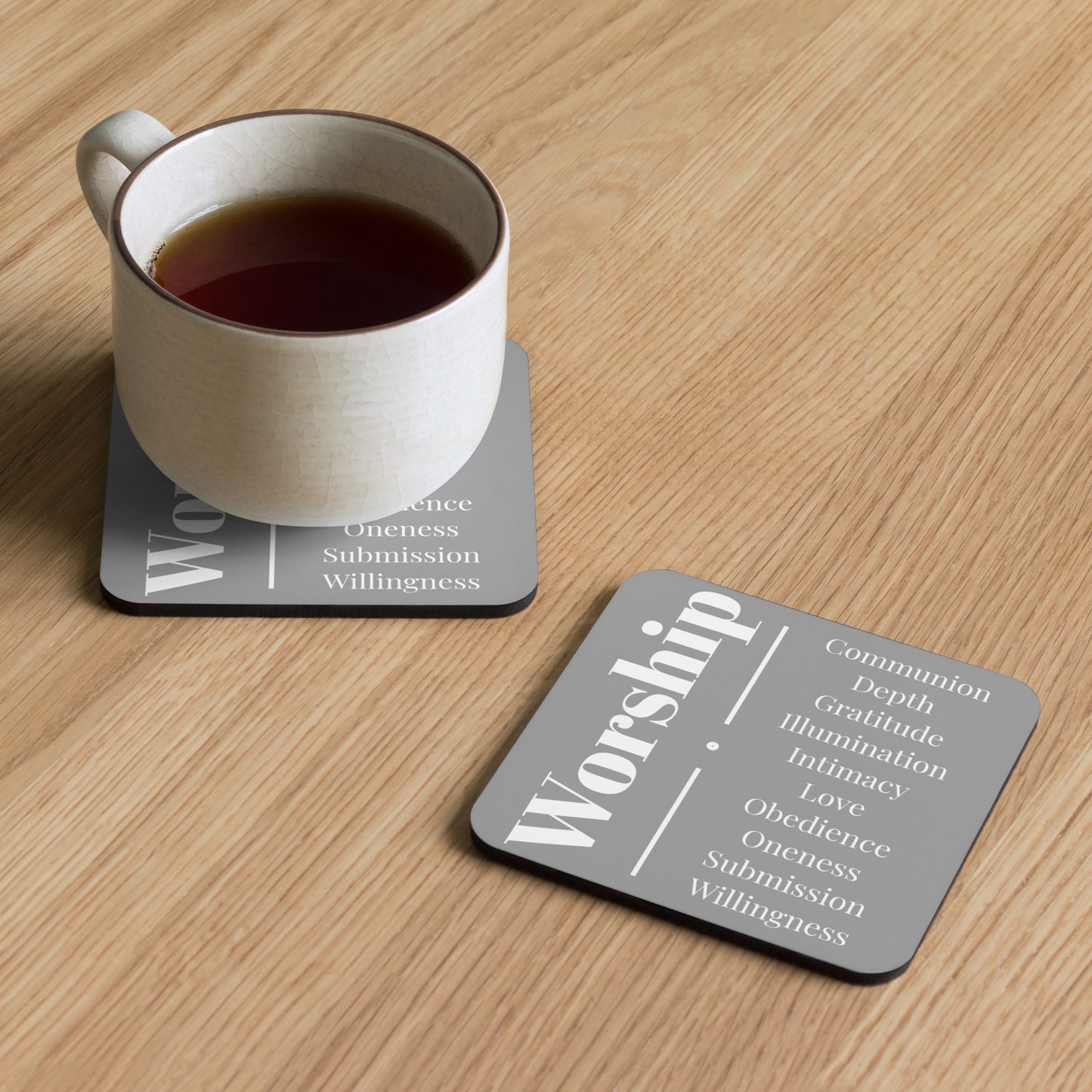 Worship Series Cork-back coaster - Grey