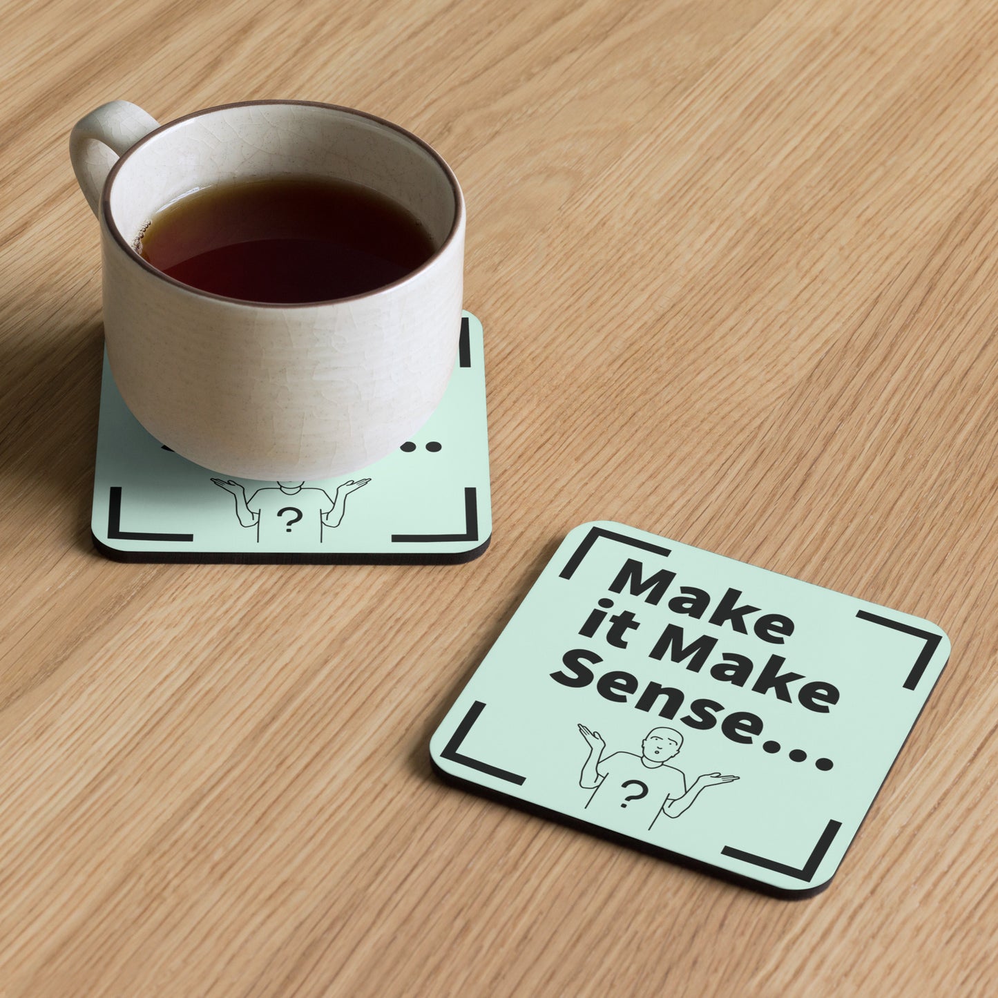 Make it Make Sense Cork-back coaster - Mint/Black