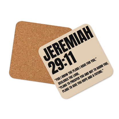 Jeremiah 29:11 Coaster - Faith-Based Cork-Back Coaster | GodWare