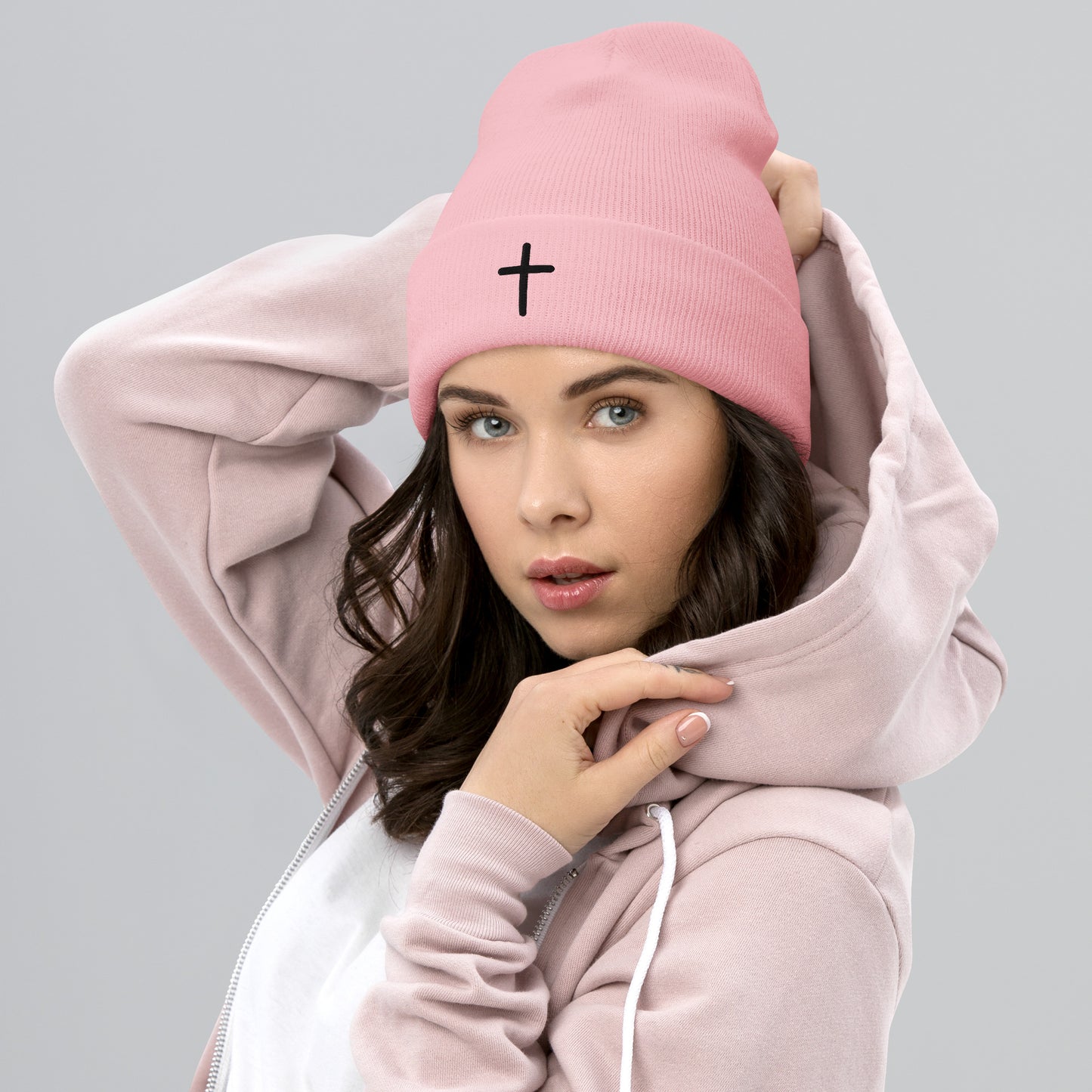 Inspirational Black Cross Beanie