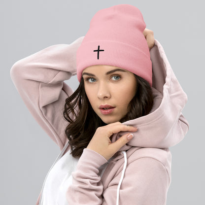 Inspirational Black Cross Beanie