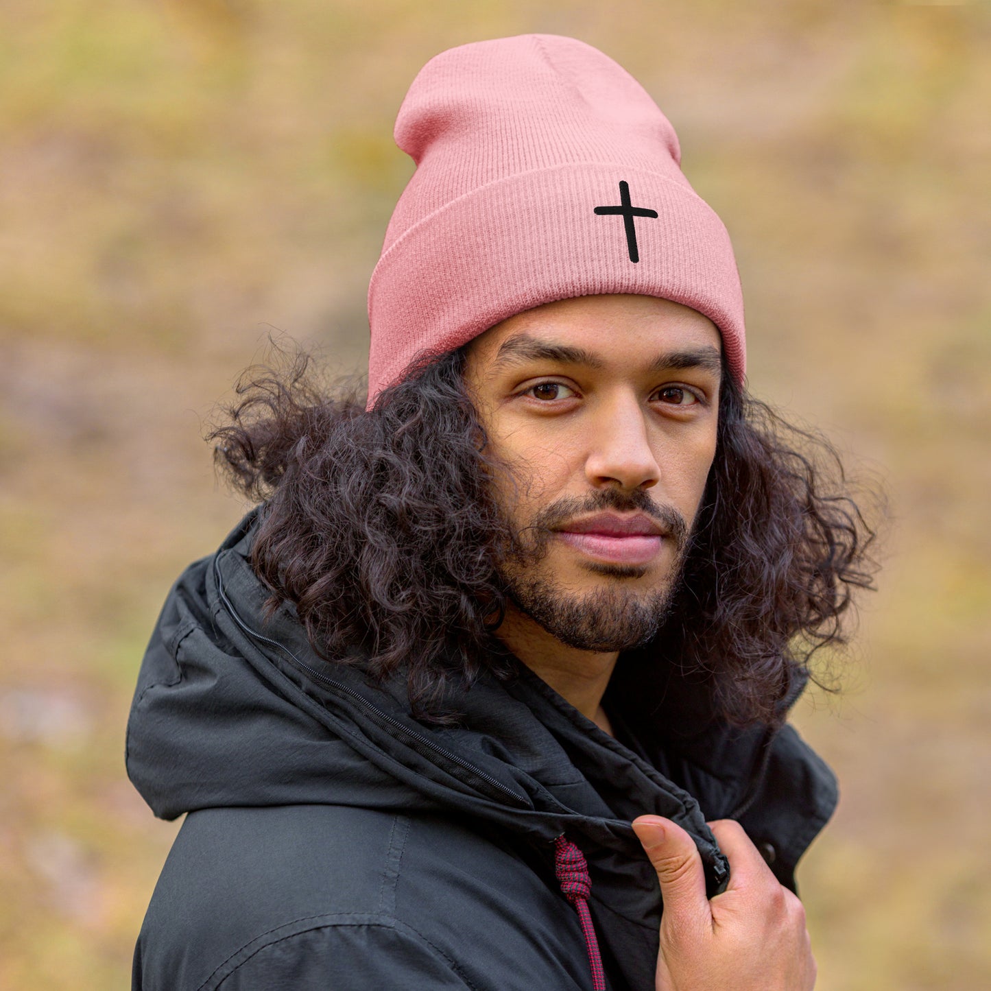 Inspirational Black Cross Beanie