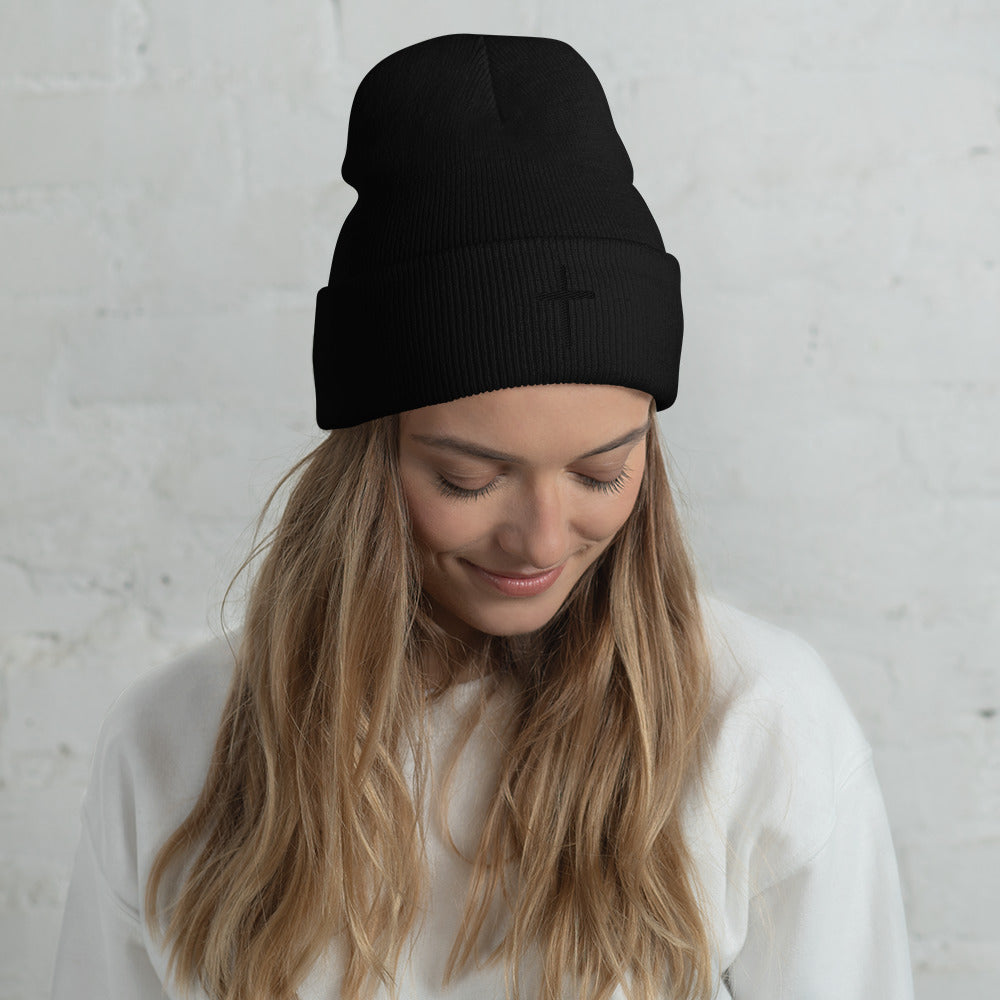 Inspirational Black Cross Beanie