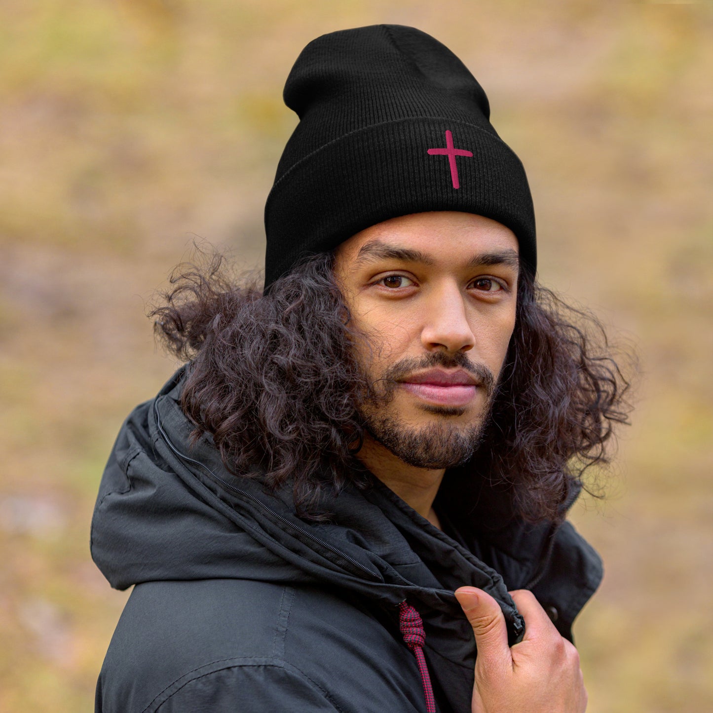 Inspirational Pink Cross Beanie