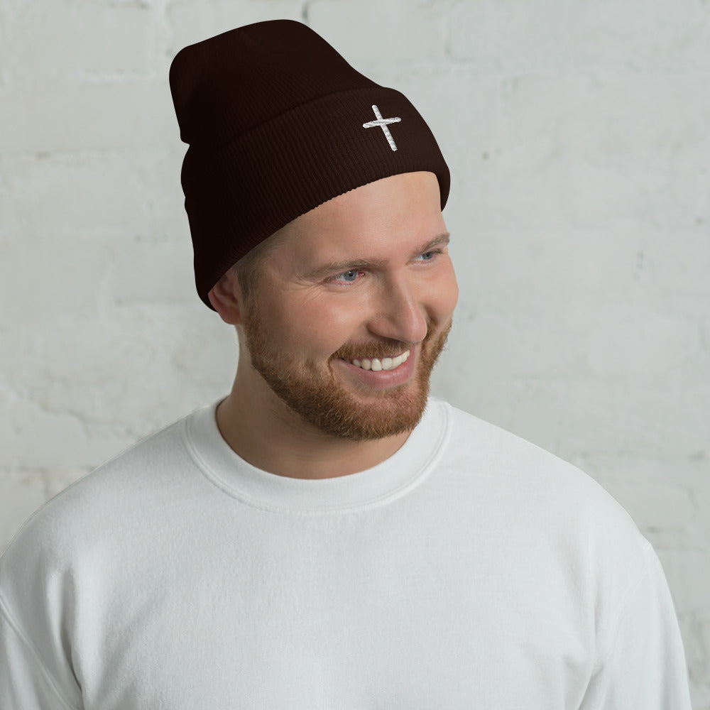 Inspirational White Cross Beanie