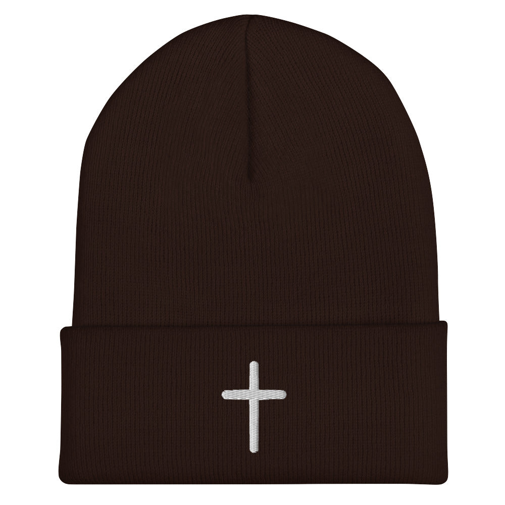 Inspirational White Cross Beanie