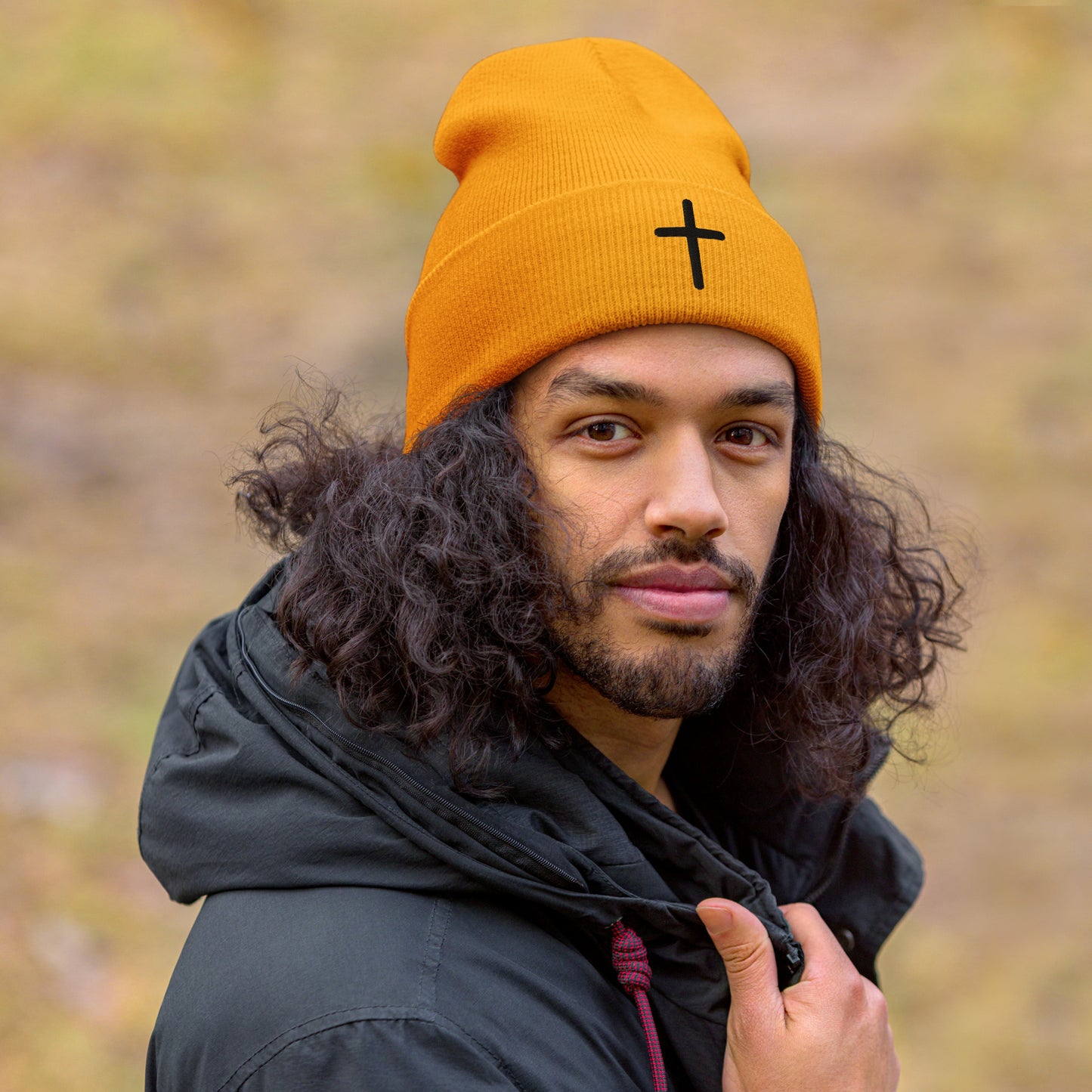 Inspirational Black Cross Beanie