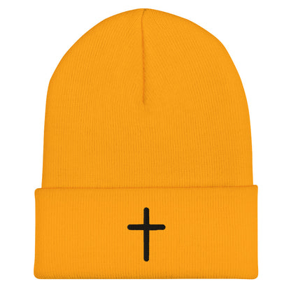 Inspirational Black Cross Beanie