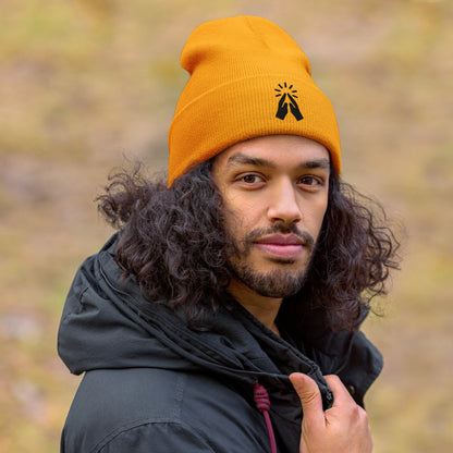 Praying Hands Acrylic Cuffed Beanie - Black print