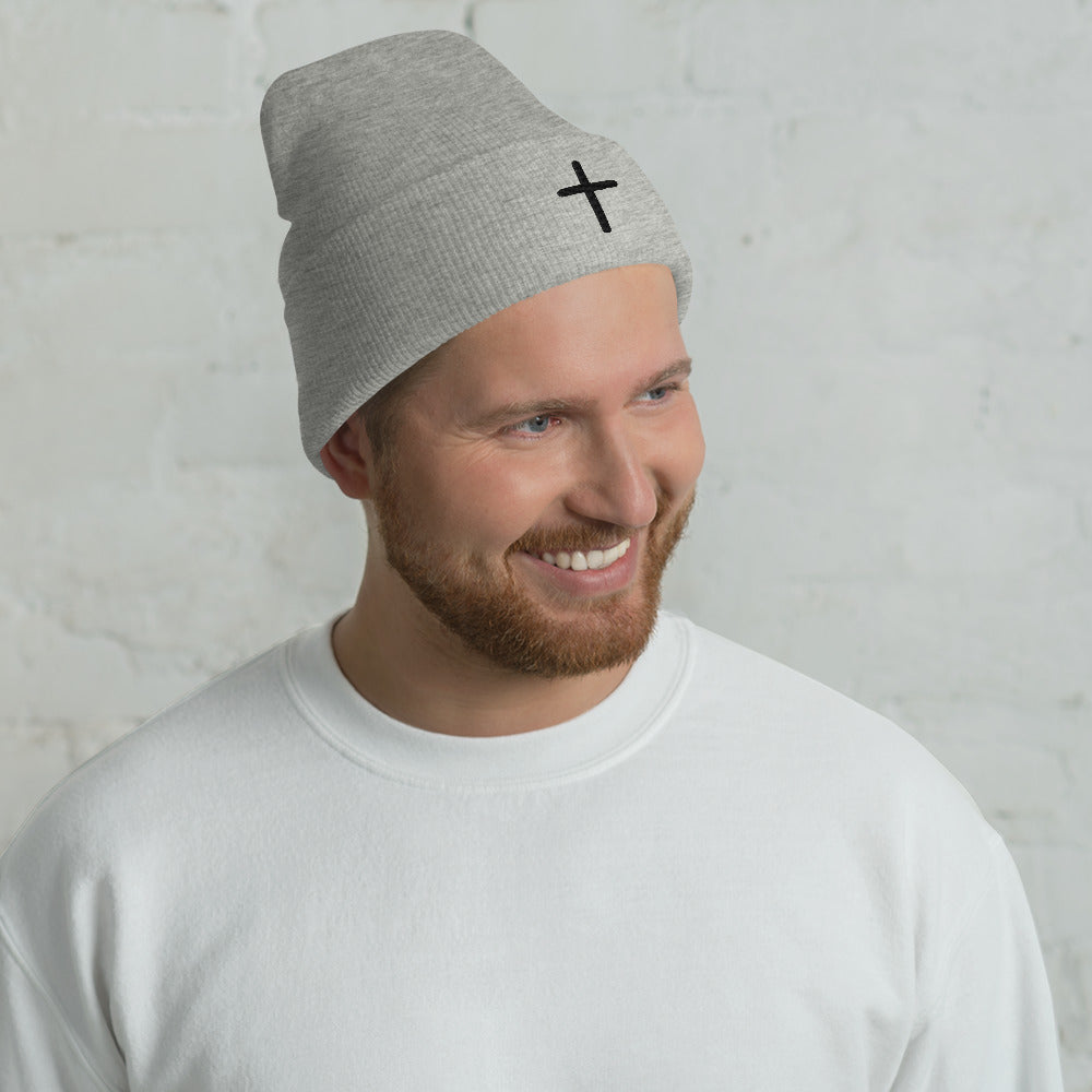 Inspirational Black Cross Beanie