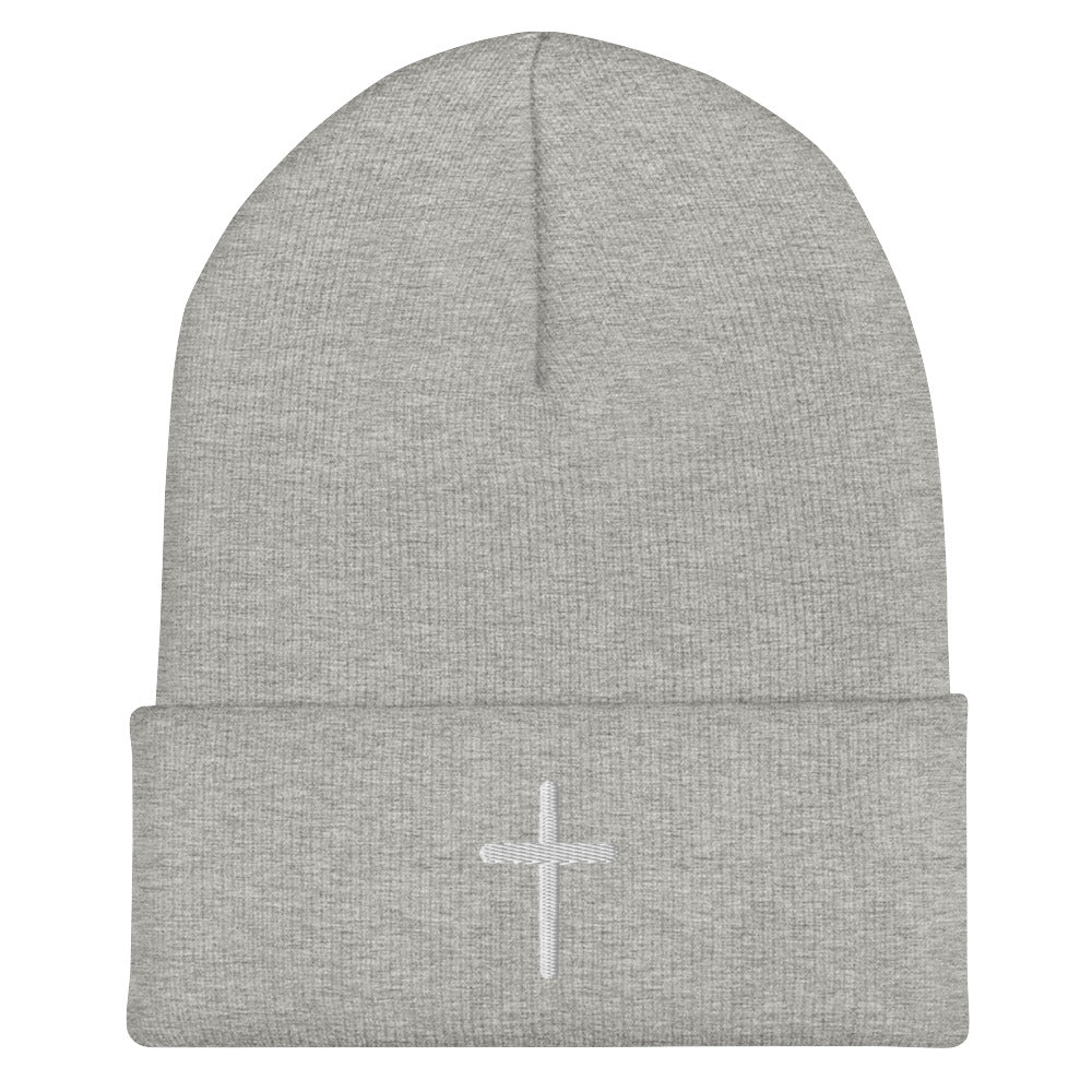 Inspirational White Cross Beanie