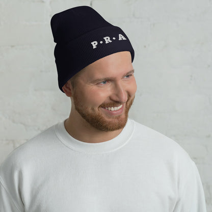 Pray Acrylic Cuffed Beanie - Cement white