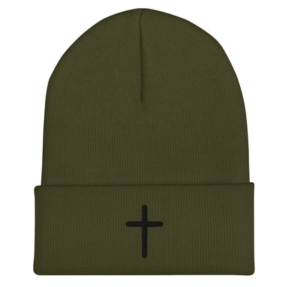 Inspirational Black Cross Beanie