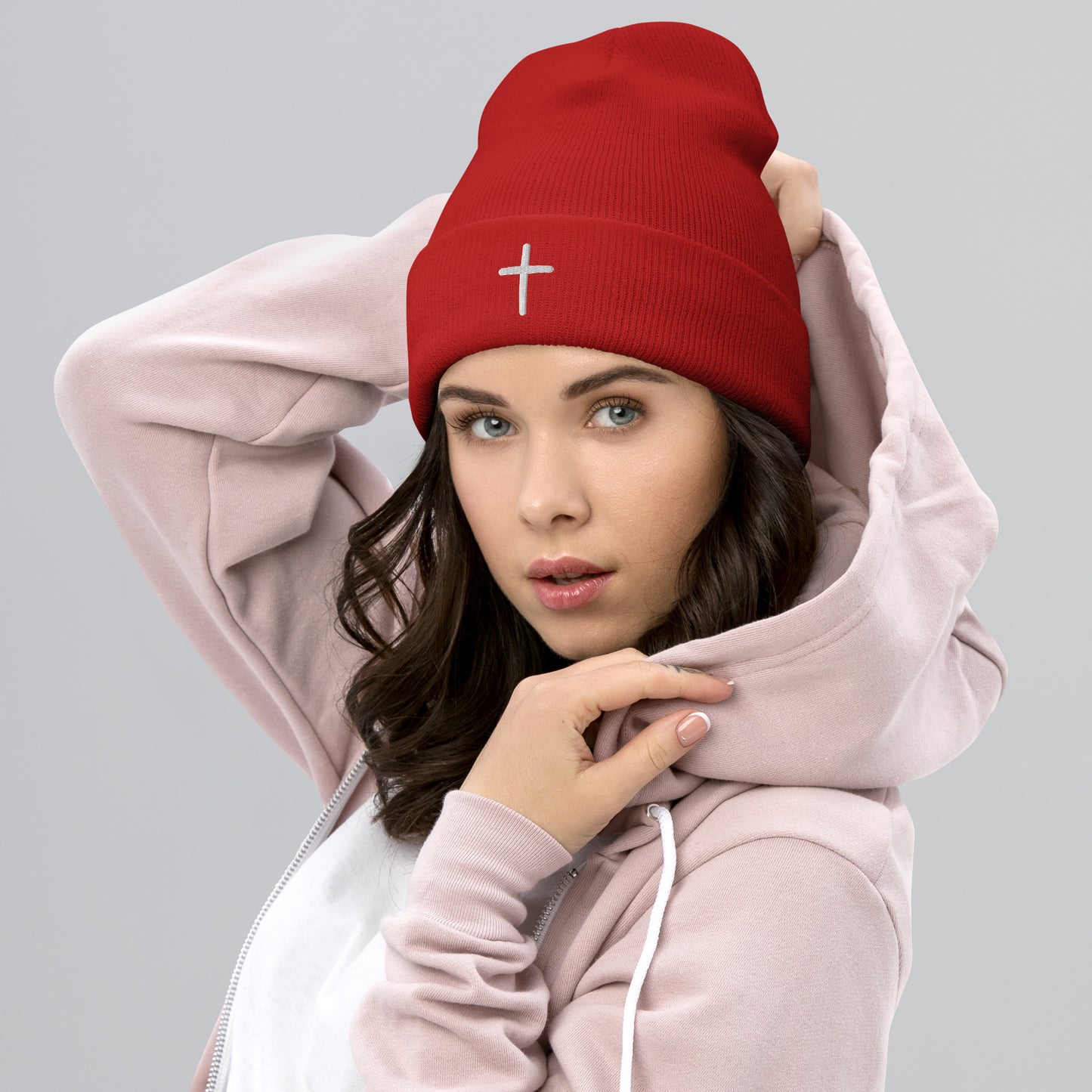 Inspirational White Cross Beanie