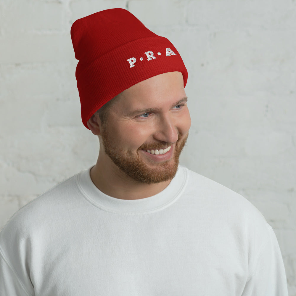 Pray Acrylic Cuffed Beanie - Cement white