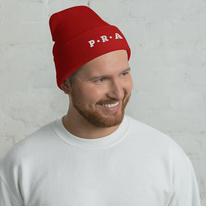 Pray Acrylic Cuffed Beanie - Cement white