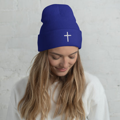 Inspirational White Cross Beanie