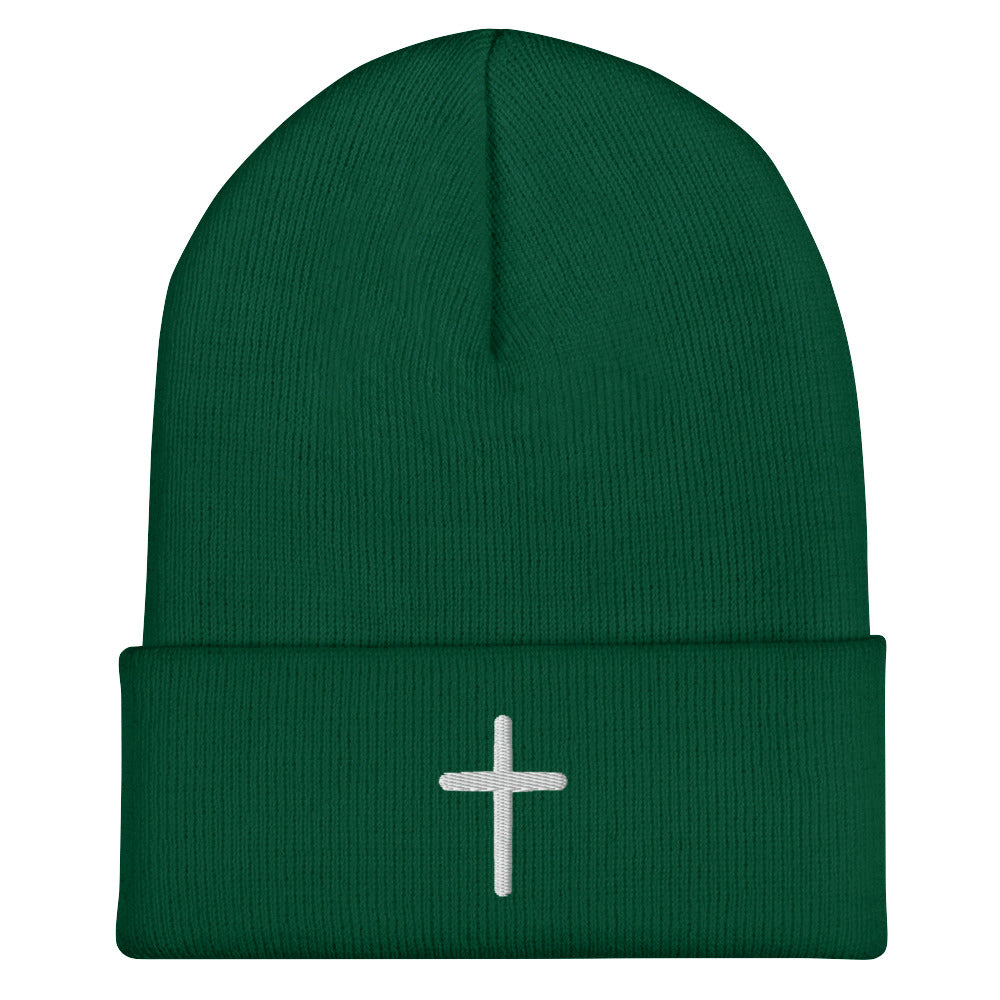 Inspirational White Cross Beanie