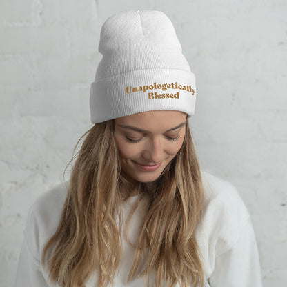 Unapologetic Inspirational Beanie - Wheat prt
