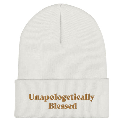 Unapologetic Inspirational Beanie - Wheat prt