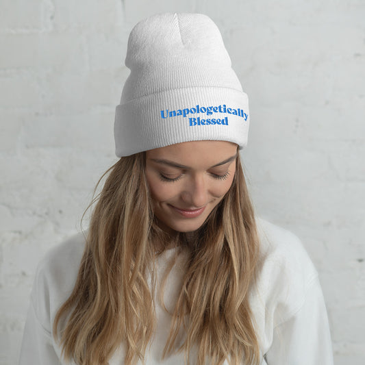 Unapologetic Inspirational Beanie - Blue prt