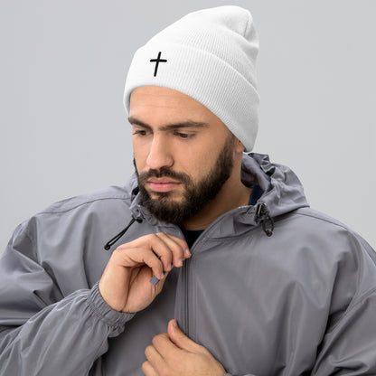 Inspirational Black Cross Beanie