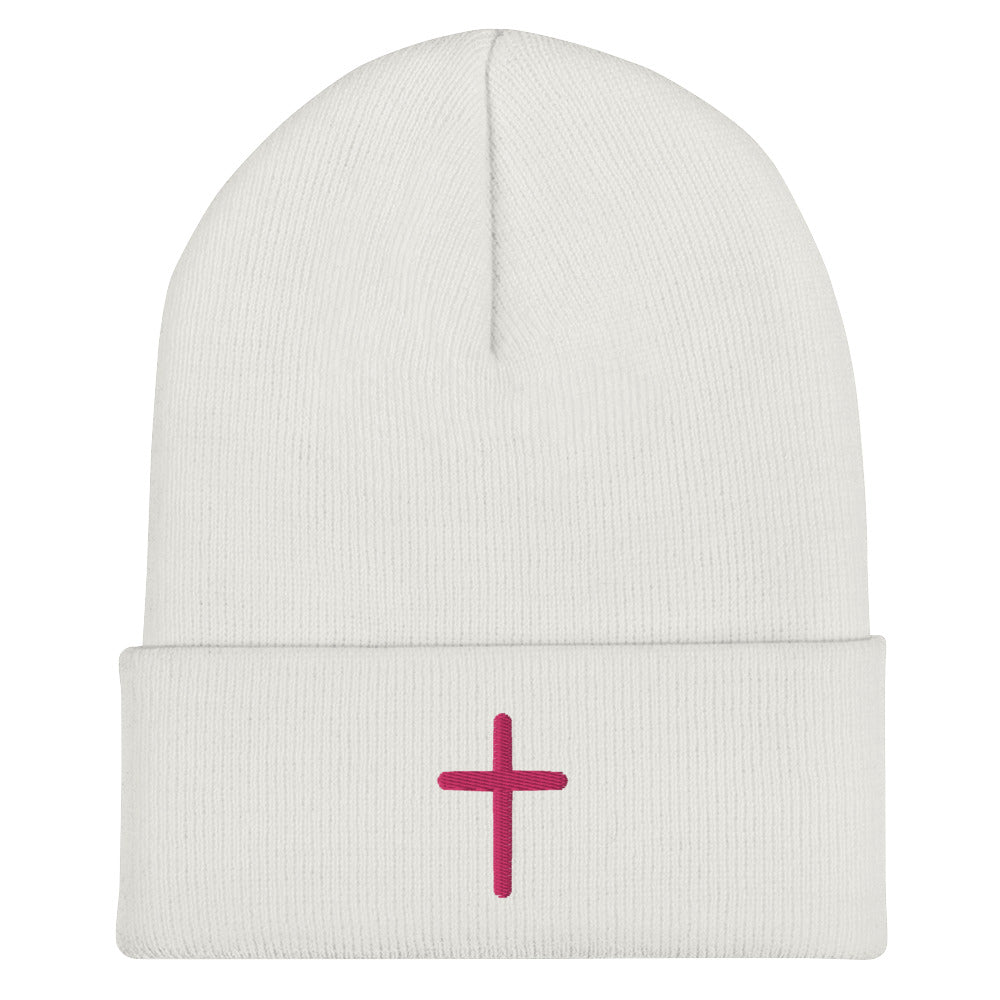 Inspirational Pink Cross Beanie